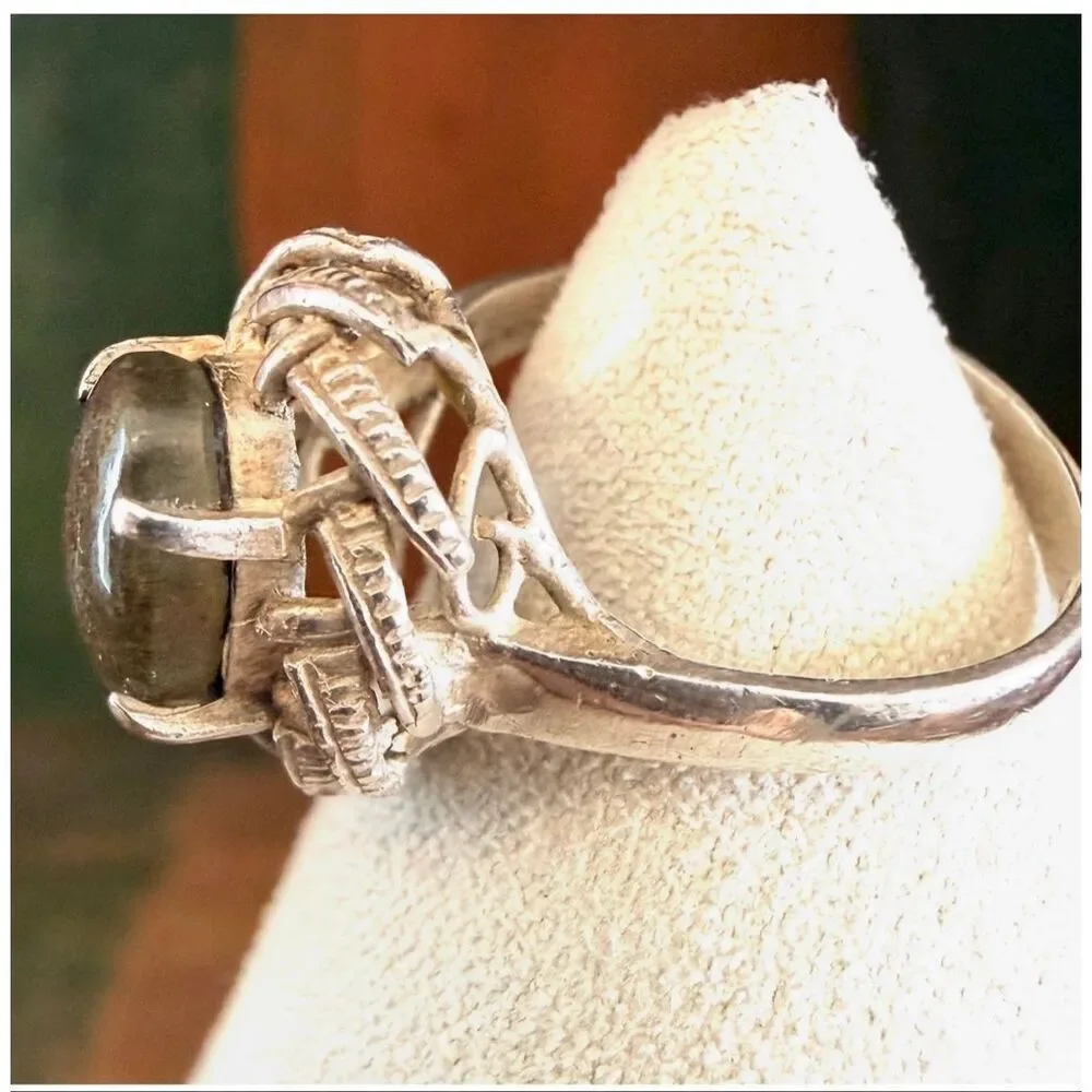 Vintage Sterling Silver Labradorite Statement Ring